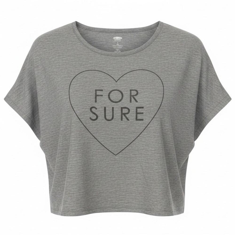 Old Navy For Sure Old Heather Gray Graphic Crop Top Sz M